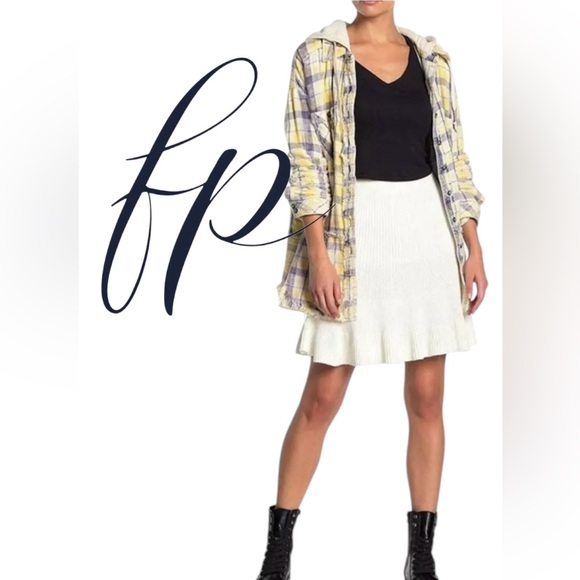 Free People Cream Knit Skirt - Size Large (NWOT) - Picture 2 of 6